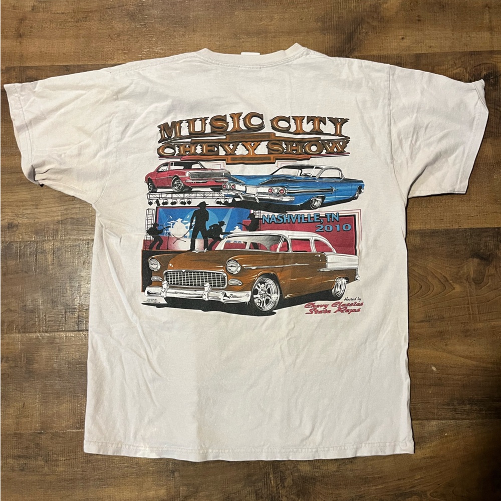 Vintage 90s Retro Gildan Antique Car Graphic Cotton Grey ShortSleeve Shirt Sz L